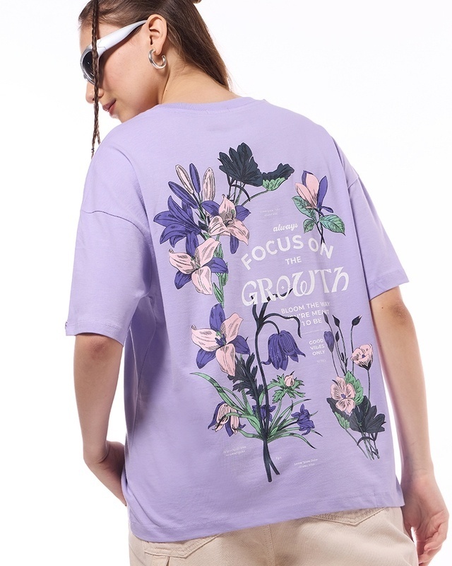 Shop Women's Purple Grow Graphic Printed Oversized T-shirt-Front