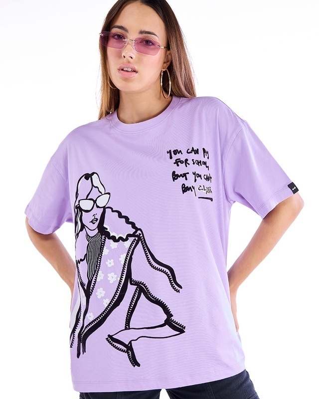 Shop Women's Purple Have Class Graphic Printed Oversized T-shirt-Front