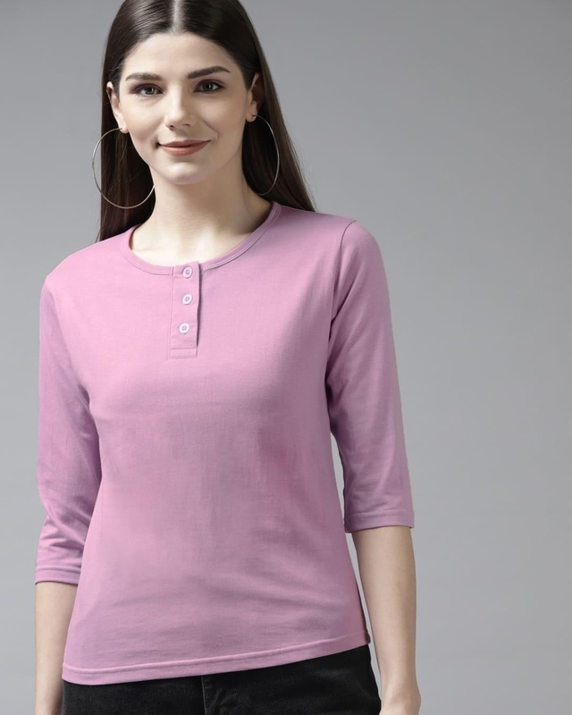 Shop Women's Purple Henley  T-shirt-Front
