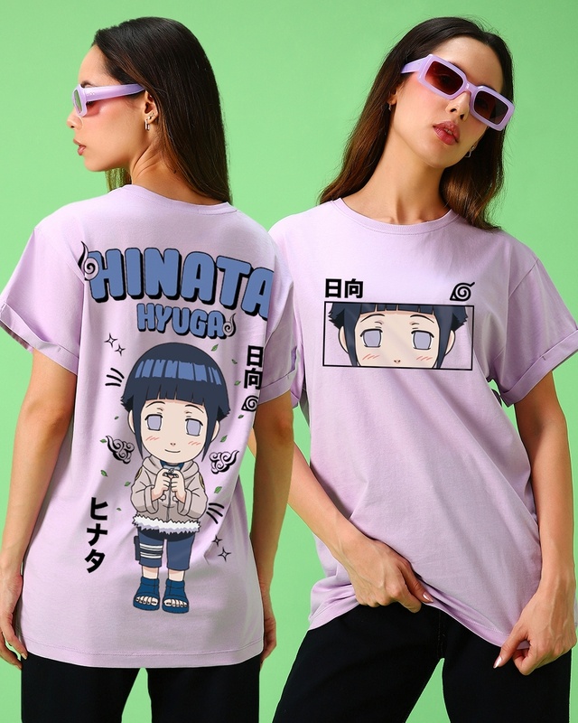 Shop Women's Purple Hinata Hyuga Graphic Printed Boyfriend T-shirt-Front