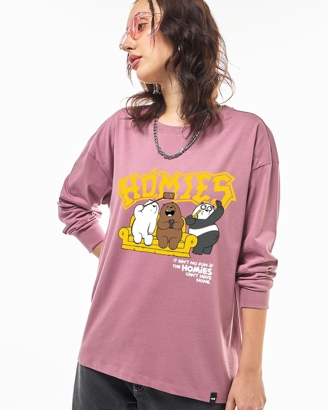 Shop Women's Purple Homies Graphic Printed Oversized T-shirt-Front