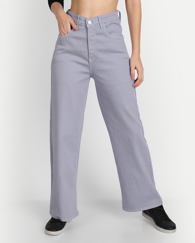 Shop Women's Purple Loose Comfort Fit Jeans-Front