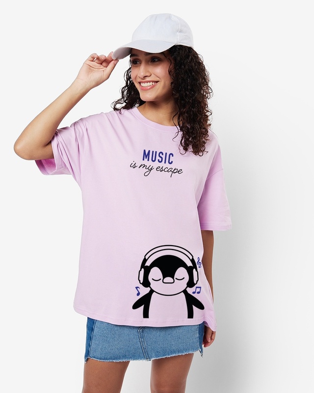 Shop Women's Purple Music Is My Escape Graphic Printed T-shirt-Front