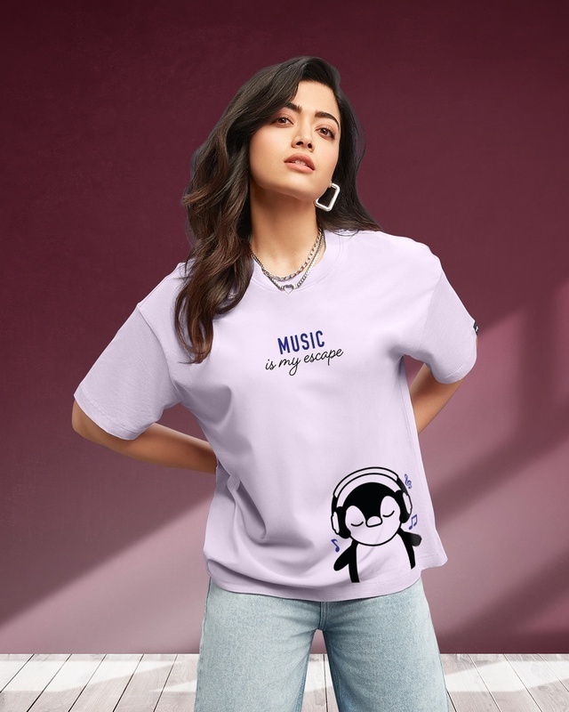 Shop Women's Purple Music Is My Escape Graphic Printed T-shirt-Front