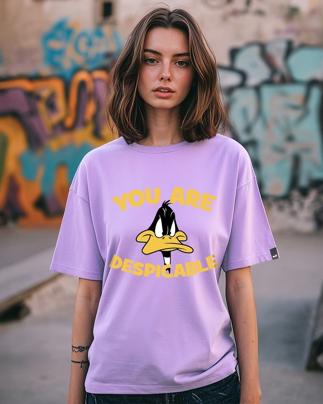 Shop Women's Purple Nobody Move Graphic Printed Oversized T-shirt-Front