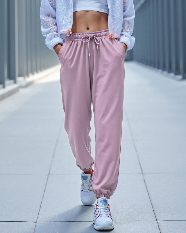 Shop Women's Purple Oversized Joggers-Front