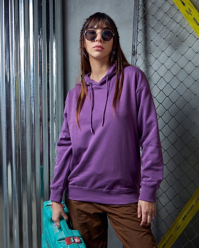 Shop Women's Purple Oversized Plus Size Hoodies-Front