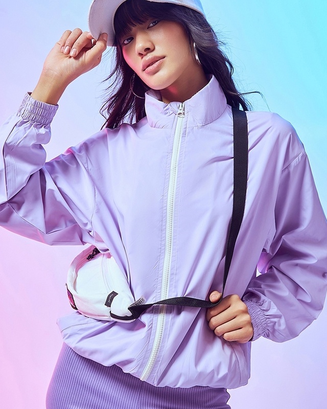 Shop Women's Purple Oversized Plus Size Jacket-Front