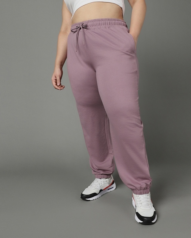 Shop Women's Purple Oversized Plus Size Joggers-Front