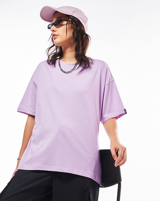 Shop Women's Purple Oversized T-shirt-Front