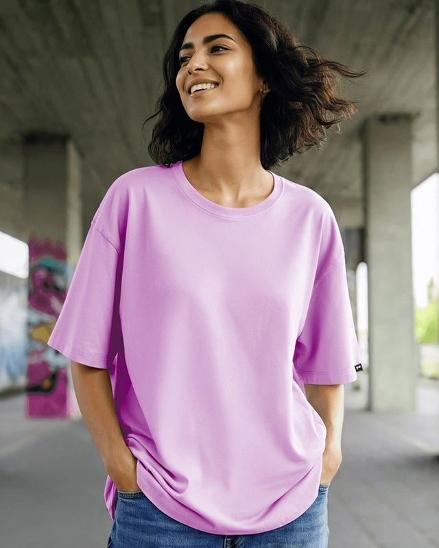 Shop Women's Purple Oversized T-shirt-Front