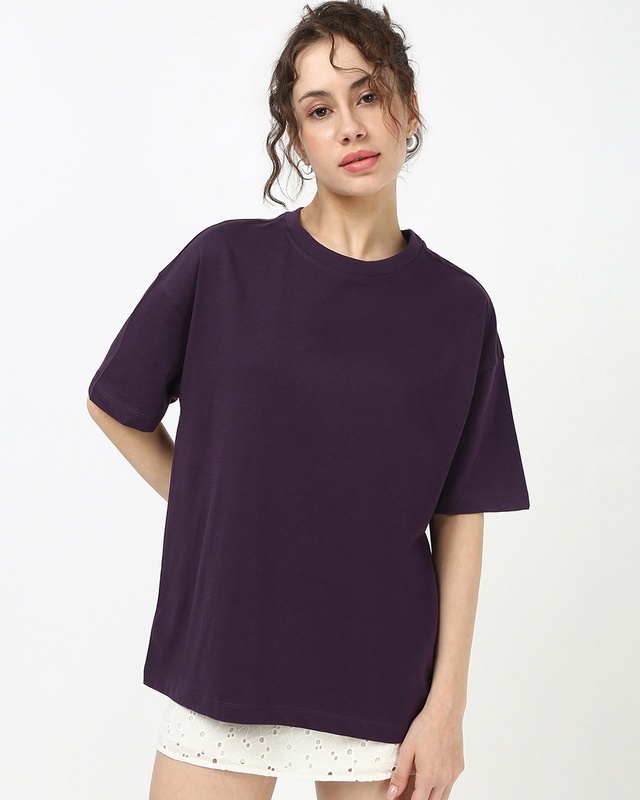 Shop Women's Purple Oversized T-shirt-Front