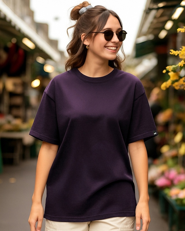 Shop Women's Purple Oversized T-shirt-Front