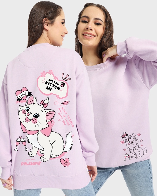 Shop Women's Purple Pawsome Graphic Printed Oversized Sweatshirt-Front