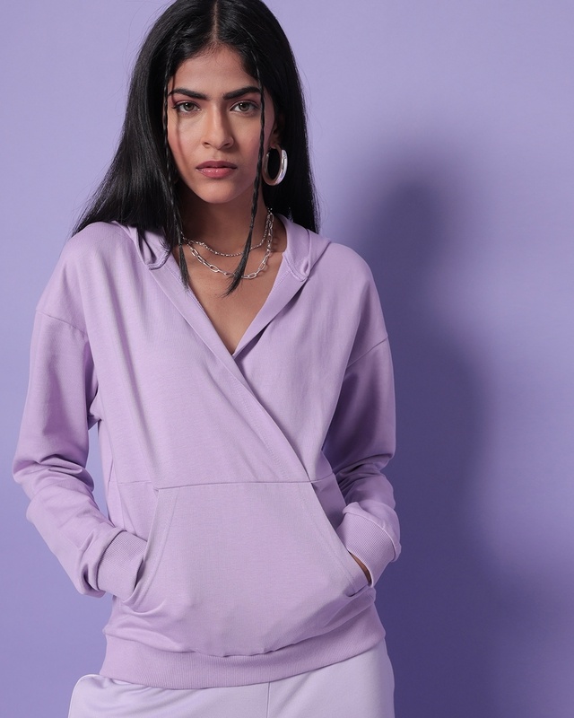 Shop Women's Purple Plus Size Hoodie Sweatshirt-Front