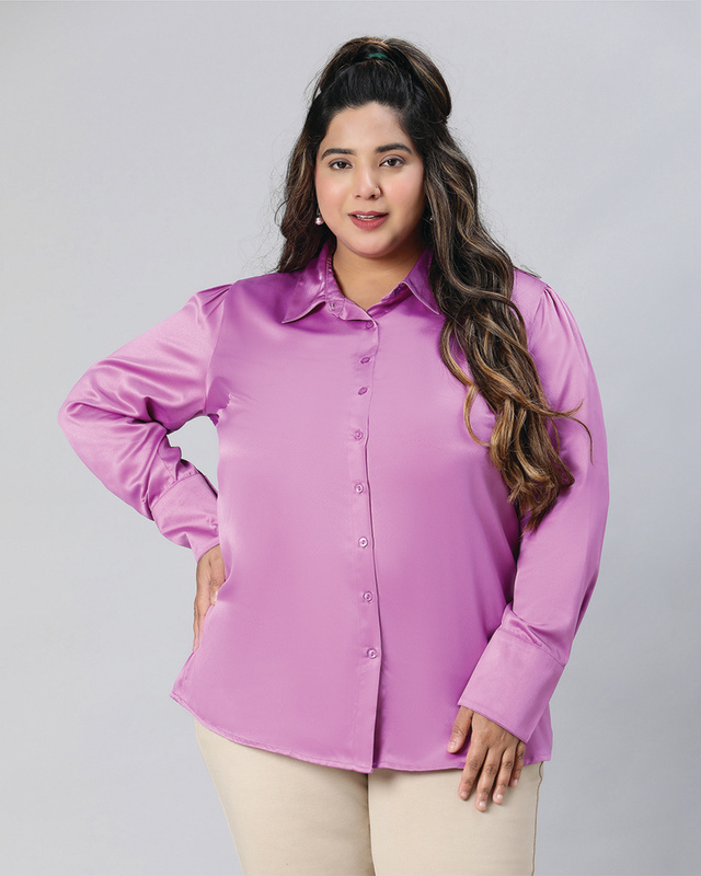 Shop Women's Purple Plus Size Shirt-Front