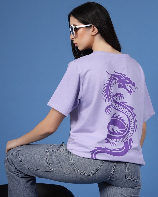 Shop Women's Purple Graphic Printed Oversized T-shirt-Front