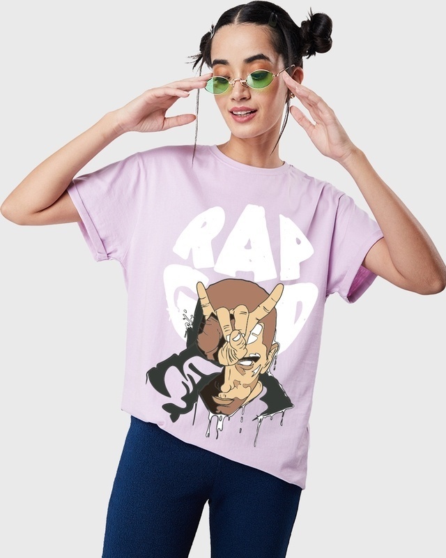 Shop Women's Purple Rap God Graphic Printed Boyfriend T-shirt-Front