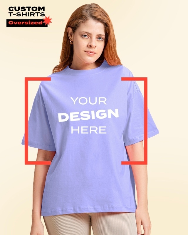 Shop Women's Purple Streetwear Customizable Oversized T-shirt-Front