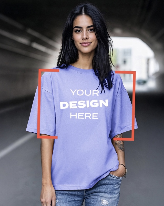 Shop Women's Purple Streetwear Customizable Oversized T-shirt-Front