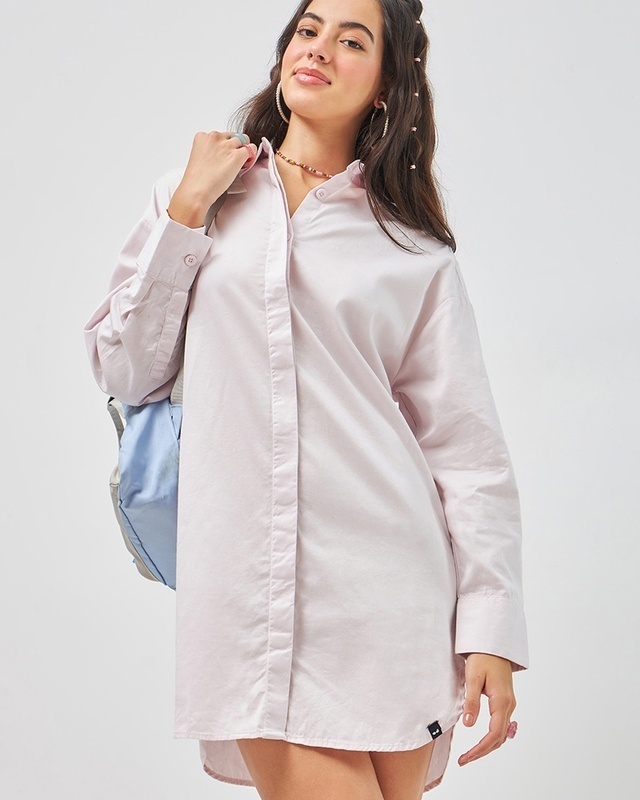 Shop Women's Purple Super Loose Fit Shirt Dress-Front