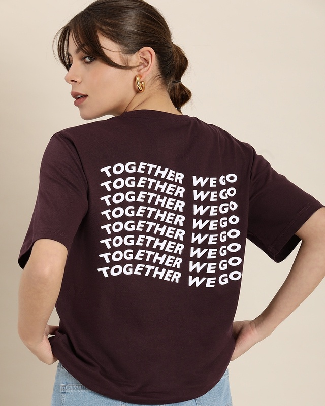 Shop Women's Purple Together We Go Typography Back Printed Oversized T-shirt-Front