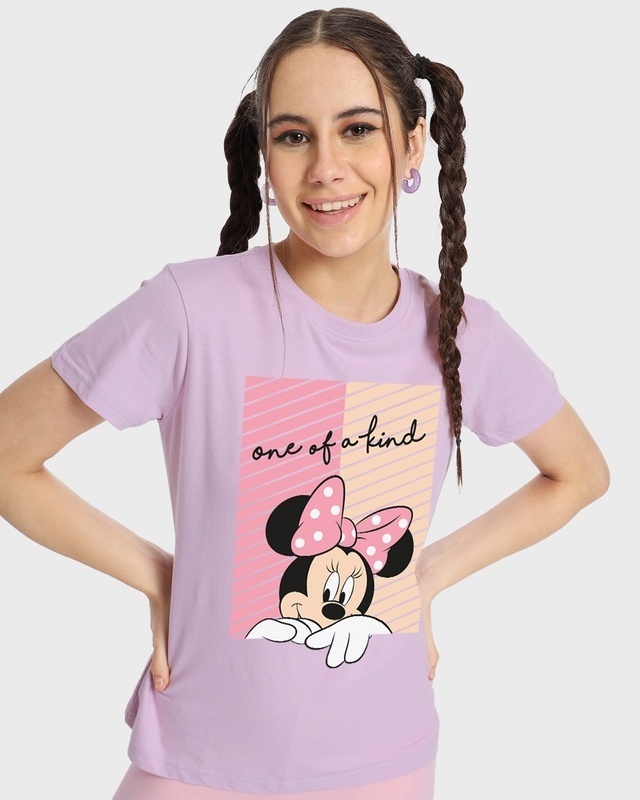 Shop Women's Purple Unique Minnie Graphic Printed T-shirt-Front