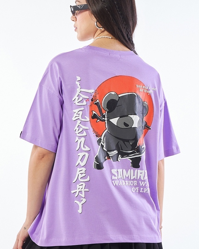 Shop Women's Purple Warrior Way of Life Graphic Printed Oversized T-shirt-Front