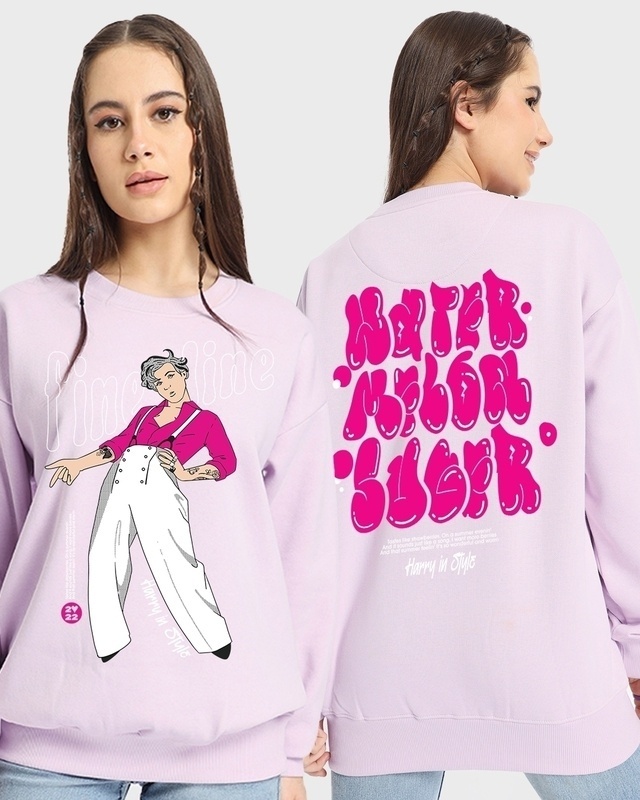 Shop Women's Purple Watermelon Sugar Graphic Printed Oversized Sweatshirt-Front