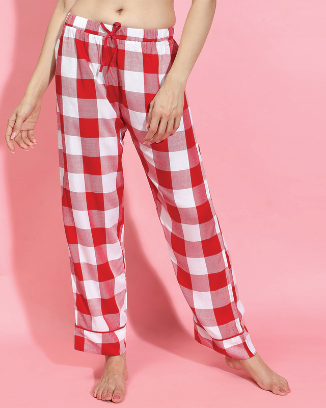 Shop Women's Red Checked Pajamas-Front