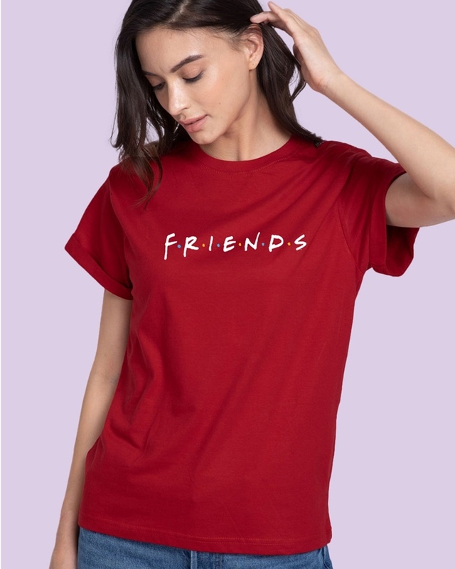 Shop Women's Red Friends Logo (FRL) Typography Boyfriend T-shirt-Front