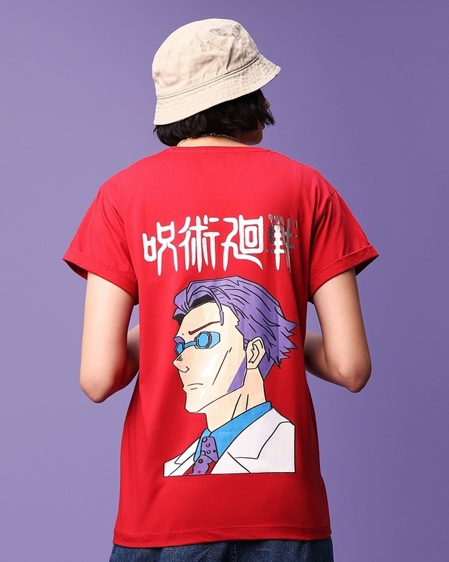 Shop Women's Red Kento Nanami Graphic Printed Boyfriend T-shirt-Front