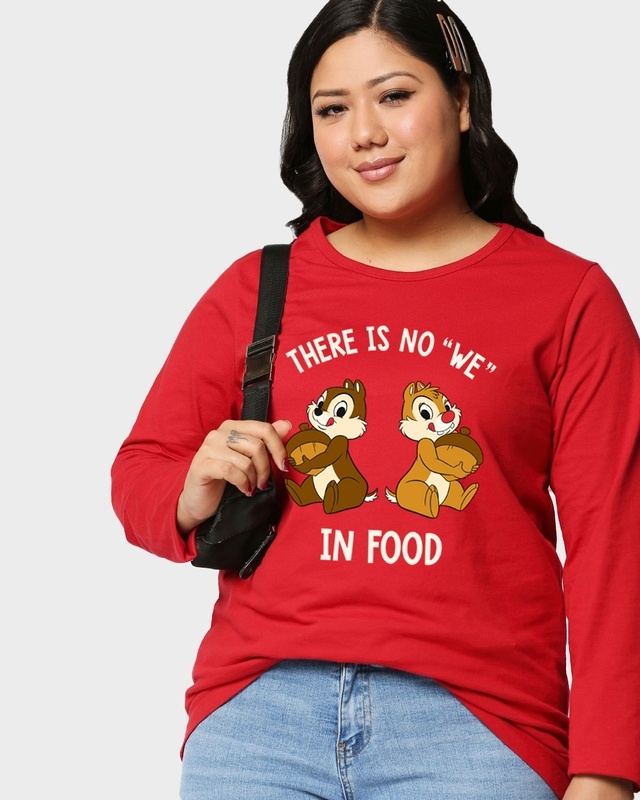 Shop Women's Red No We In Food Graphic Printed Plus Size T-shirt-Front