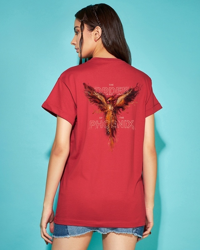 Shop Women's Red Order of the Phoenix Graphic Printed Boyfriend T-shirt-Front