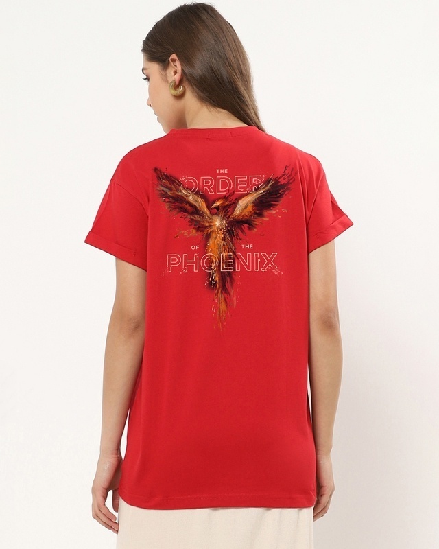 Shop Women's Red Order of the Phoenix Graphic Printed Oversized T-shirt-Front