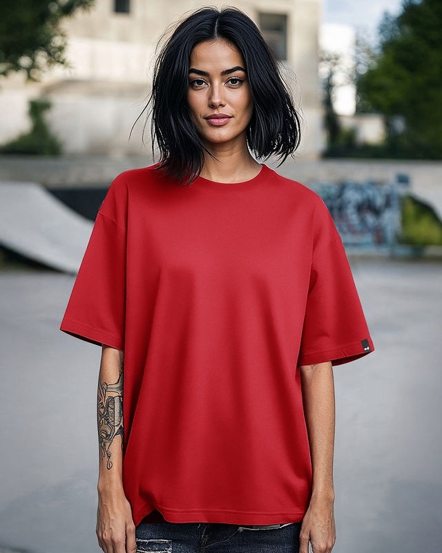 Shop Women's Red Oversized T-shirt-Front