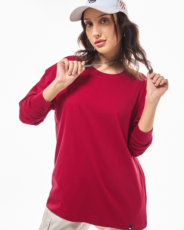 Shop Women's Red Oversized T-shirt-Front