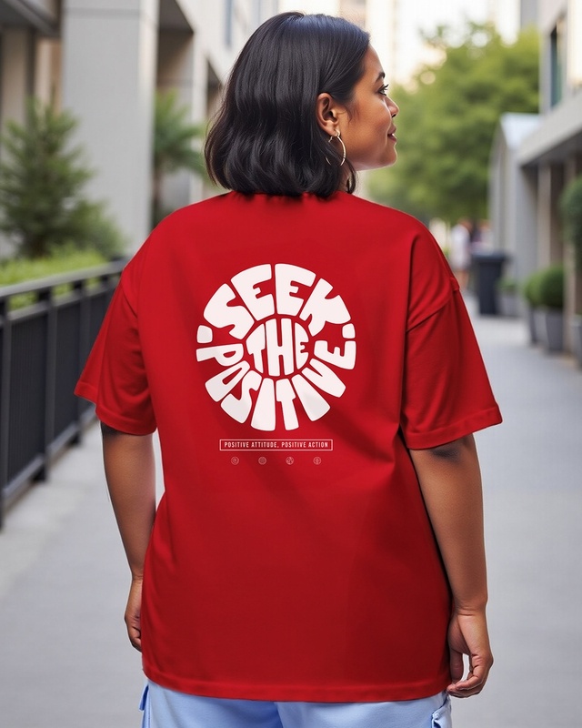 Shop Women's Red Peace Seeker Graphic Printed Oversized Plus Size T-shirt-Front