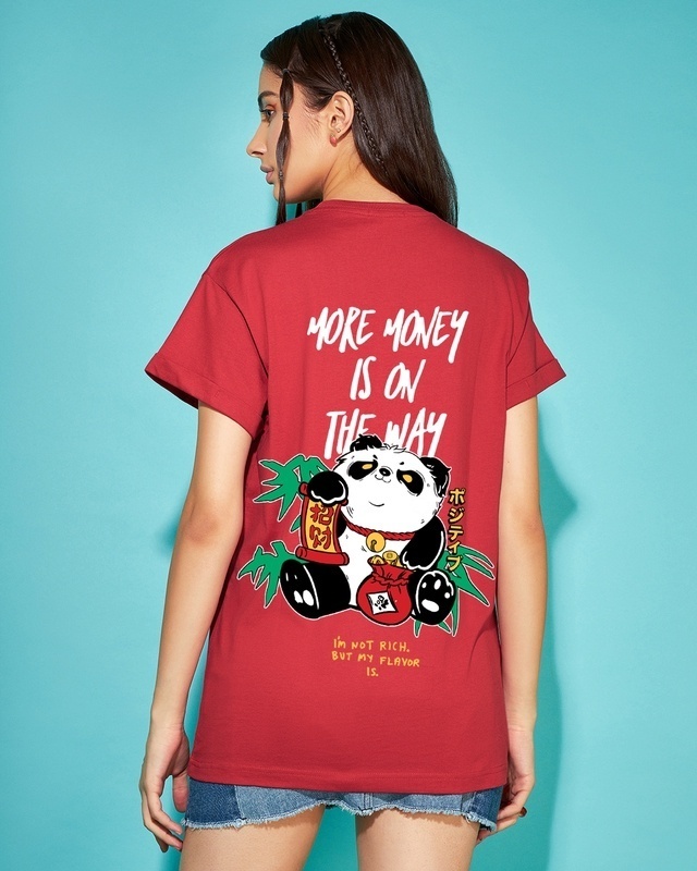 Shop Women's Red Rich Flavours Graphic Printed Boyfriend T-shirt-Front