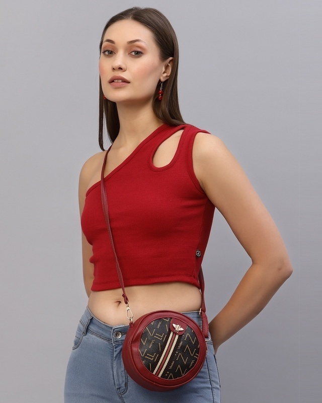 Shop Women's Red Slim Fit Short Top-Front