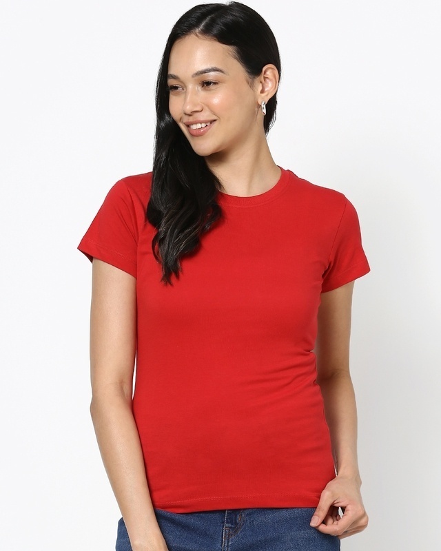 Shop Women's Red Slim Fit T-shirt-Front