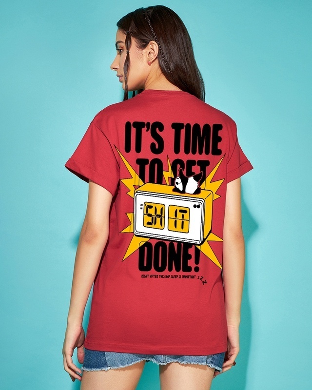 Shop Women's Red Time To Get Shit Done Graphic Printed Boyfriend T-shirt-Front
