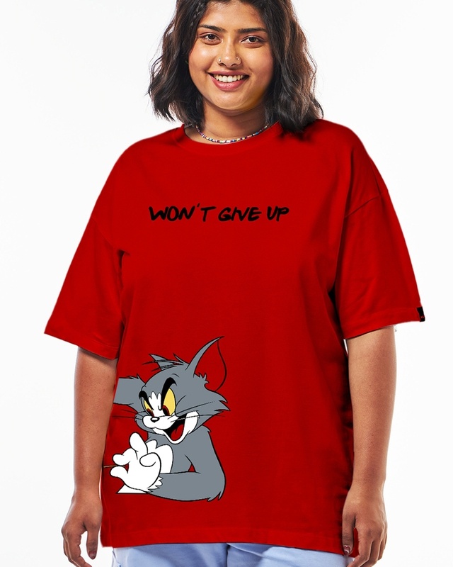 Shop Women's Red Tom Chase Graphic Printed Oversized Plus Size T-shirt-Front