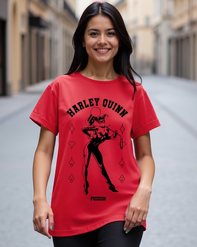 Shop Women's Red Unpredictable Graphic Printed Boyfriend T-shirt-Front