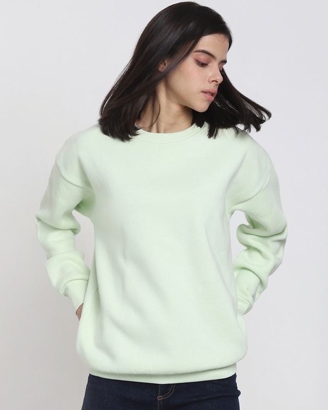 Shop Women's Green Oversized Sweatshirt-Front