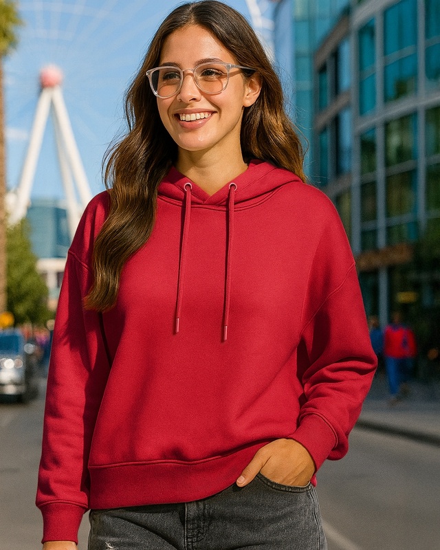 Shop Women's Salsa Red Oversized Hoodies-Front