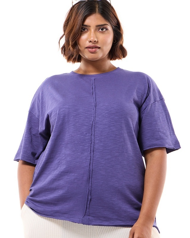 Shop Women's Skipper Blue Oversized Plus Size T-shirt-Front