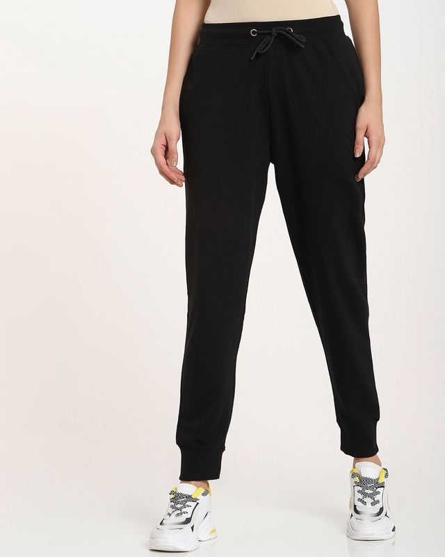 Shop Women's Black Joggers-Front