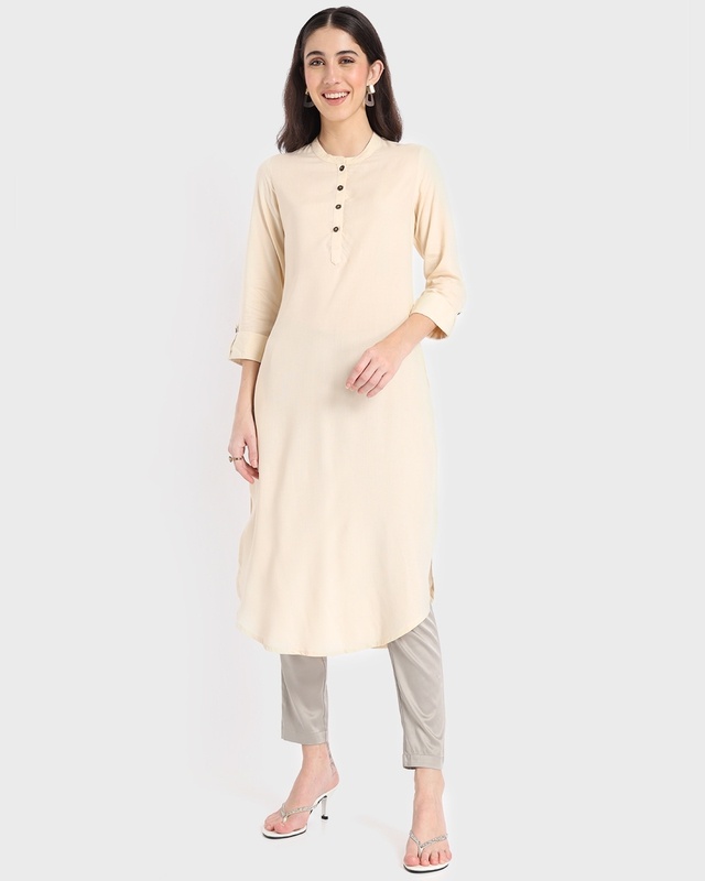 Shop Women's White Long Kurta-Front