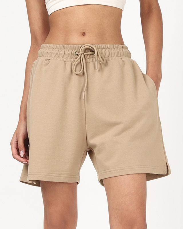 Shop Women's Taupe Brown Shorts-Front